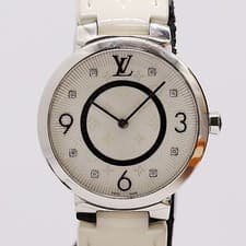 Louis Vuitton Tambour Slim Q13MJ QZ Ladies Quartz Working Luxury Authentic