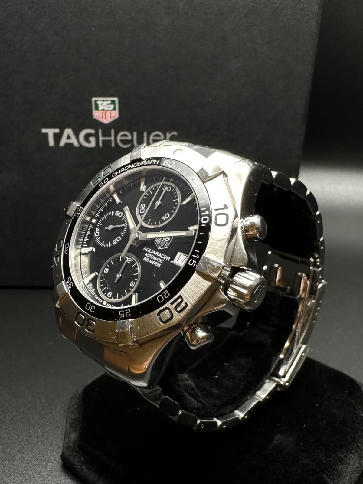 TAG Heuer Aquaracer CAF2110 Automatic Chronograph Black Dial Box Papers Full Set
