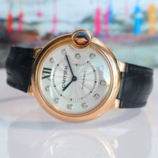 Cartier Ballon Bleu 36mm WE902028 18k Rose Gold Silver Diamond Dial Luxury Watch