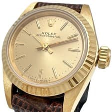 ROLEX  Oyster perpetual 67198 Watches K18YG yellow gold/leather Mechanical A...