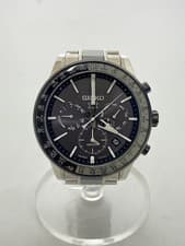 Seiko Solar Watch SLV Black Stainless Steel Analog Used