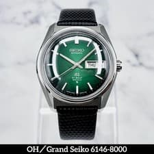 Grand Seiko Automatic Watch 6146-8000 61GS Hi-Beat Day-Date Vintage 37mm