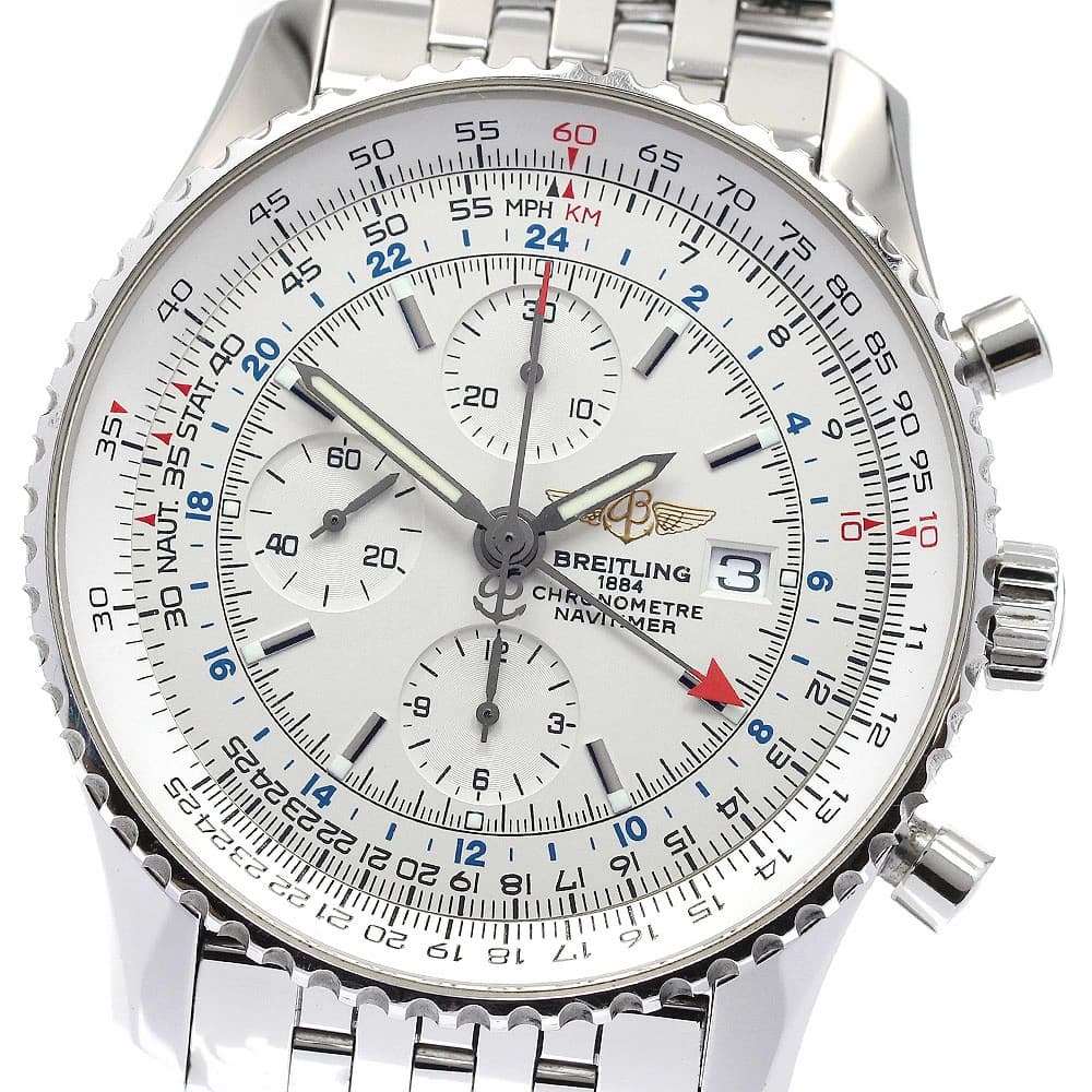 BREITLING WATCH A24322 NAVITIMER WORLD DATE CHRONOGRAPH GMT AUTOMATIC SS MEN'S