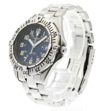 BREITLING COLT A57035 38mm SS Navy Dial Quartz Date Watch #C501