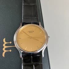 Seiko Credor Dress Quartz Watch Gold Dial Leather Strap 8J81 6A30 Japan