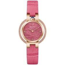 Bulova Rubaiyat Women's Pink Leather Quartz Watch 97R103 2151313278