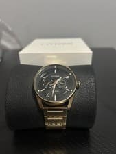 Citizen Eco-Drive Gold Stainless Steel Men's Multi-Dial Black Analog Watch