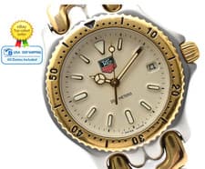 [Exc+5] Tag Heuer S95.713 200M White Dial Gold Quartz Men's Watch JAPAN