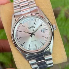 Rare Tissot President Automatic Day Date Silver Dial Baton Vintage Swiss Watch