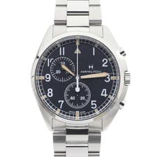 Hamilton Khaki Aviation Pilot Pioneer Chrono Quartz Men SS Black Dial