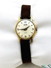 Vintage Avia Mechanical Manual Winding Steel Suede Swiss Made Watch