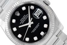 Rolex 36mm Stainless Steel Datejust 116234 Watch Black Diamond Dial Year 2005
