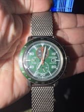 Citizen Eco-Drive Chronograph Mens Watch Green Dial 44mm 100m Read Description