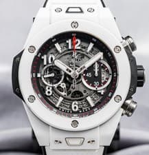 Hublot Big Bang Unico White Ceramic 45mm Complete Set $25K MSRP 411.HX.1170.RX