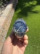 Seiko Men's Presage Sharp Edged SPB217J1 Automatic GMT Watch Blue Dial