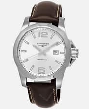 New - Longines Conquest 43mm Brown Leather Band Mens Watch L3.760.4.76.5