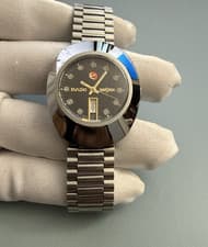 Vintage Rado DiaStar Men Watch Swiss Black Dial Day-Date