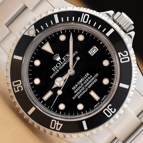 2001 ROLEX MENS SEA-DWELLER DATE 16600 BLACK STAINLESS STEEL 40MM OYSTER WATCH