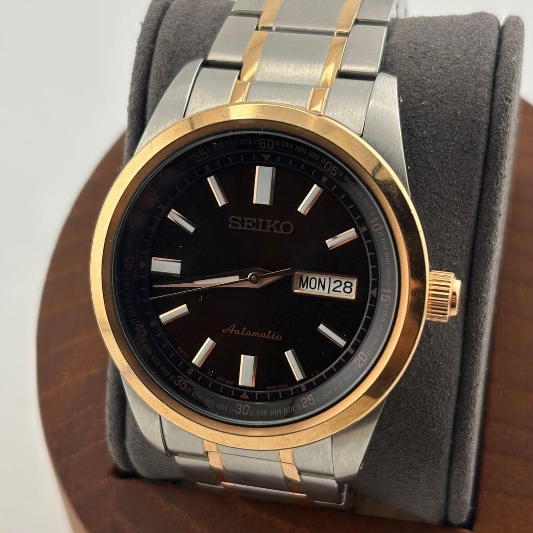 Seiko 4R36-05Z0 Automatic Watch Brown Timepiece Vintage Style Ready to Use