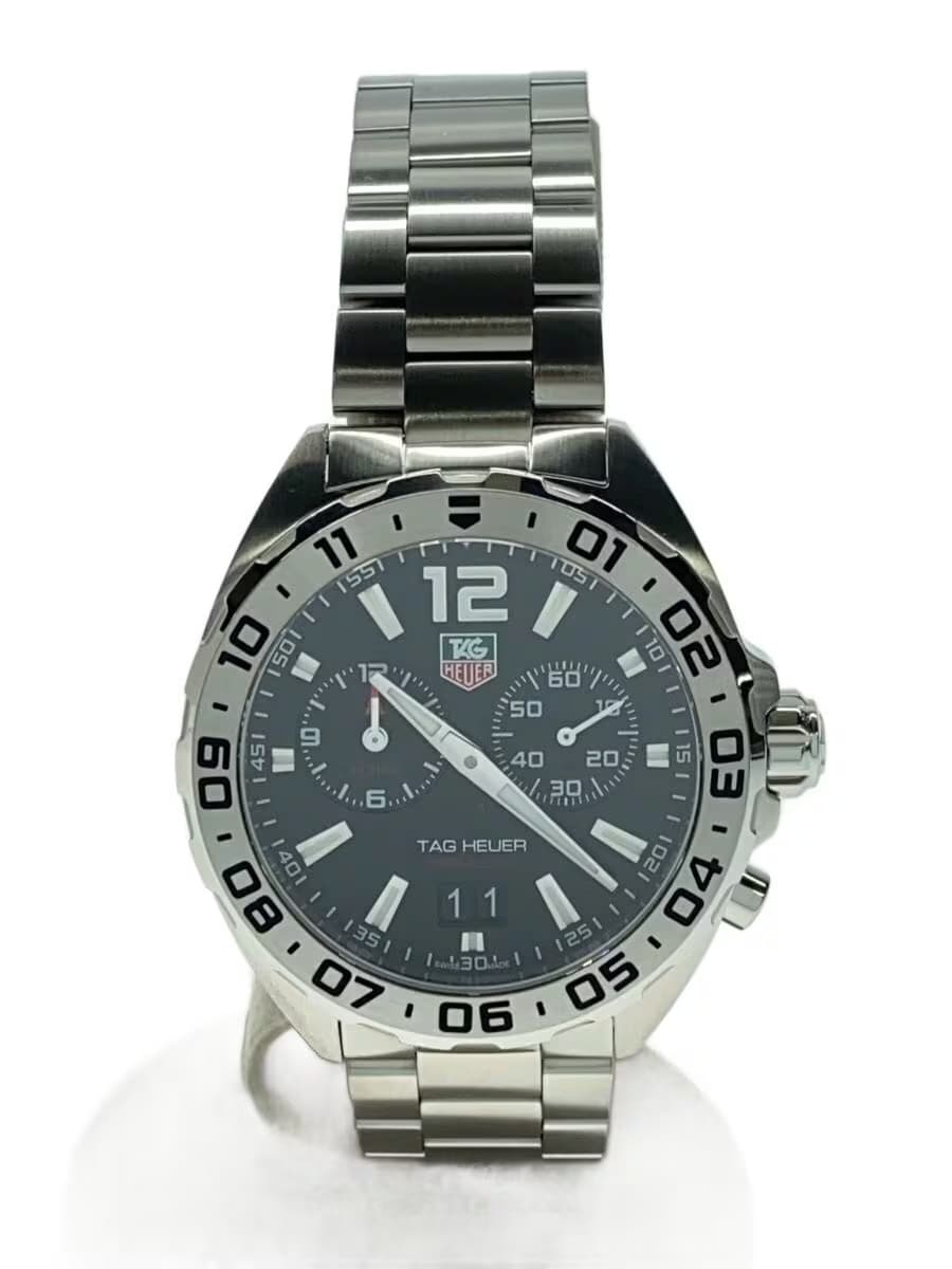 TAGHeuer Quartz Watch Formula 1 Analog Stainless BLK SLV SS WAZ111A