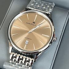 HAMILTON Jazzmaster Thinline Auto Watch / 40mm Stainless Steel Beige Dial