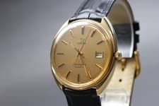 [Exc+5] Vintage Omega Seamaster Cal.1342 Date Gold Quartz Men's From JAPAN
