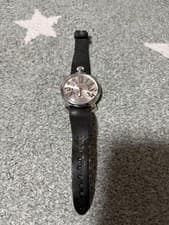 GaGa Milano Manual Winding Watch Silver/Black Leather Strap Used