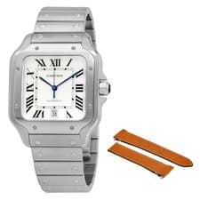 Cartier Santos Large Model Silvered Opaline Dial Men's Watch WSSA0018