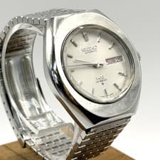Seiko King Seiko Hi-Beat Automatic Tonneau Silver Dial Day Date Wristwatch