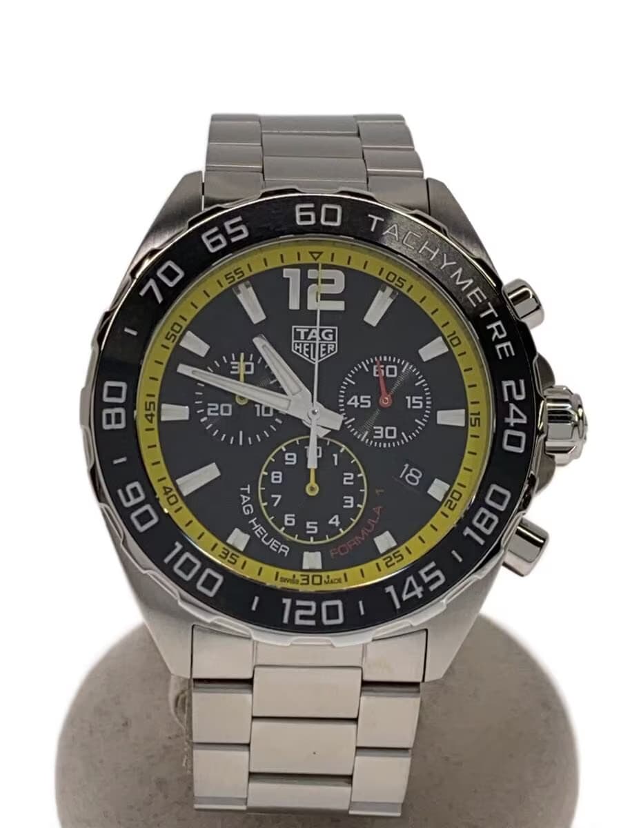 TAGHeuer Quartz Watch Analog Stainless BLK SLV