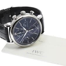 IWC PORTOFINO IW391008 42mm SS Black Dial Leather Strap Automatic #C383