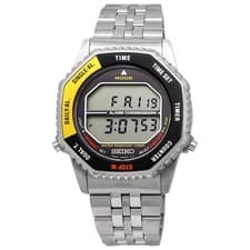 Seiko Rotocall Digital Quartz Silver Yellow Black Bezel Men's Watch SMGG17P1 NEW