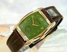 1951 Vintage BULOVA Fancy Case, Stunning GREEN Dial, Serviced & Warranty