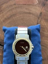 Cartier Santos Octagon LM 2966 – Burgundy Lacquer Ruby Steel/Gold  Red SS/18KYG