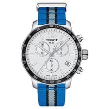Tissot Quickster NATO Chronograph Men Blue Gray Sport Watch Nylon Wristwatches