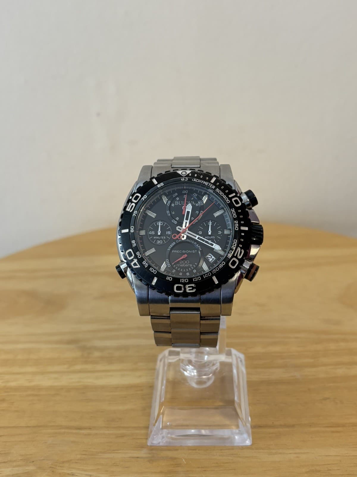 Bulova 98B212 Men’s Precisionist Chronograph Watch – Black Dial, Stainless Steel