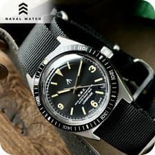 NAVAL Watch Men’s Quartz Wristwatch Black Dial NATO Strap Stainless Case