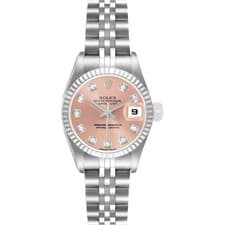 Rolex Datejust Steel White Gold Salmon Diamond Ladies Watch 79174