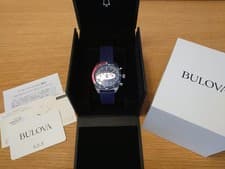 BULOVA ARCHIVE Series 98A253 Chronograph Blue Dial Pepsi Bezel Men's Watch