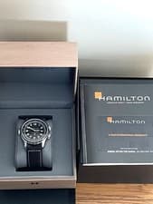 Hamilton Khaki Navy UTC GMT Automatic 42mm Black Dial 300m H775050 Box