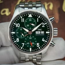 IWC Pilot Chronograph Green Dial 41mm Stainless Steel Automatic Watch IW388104