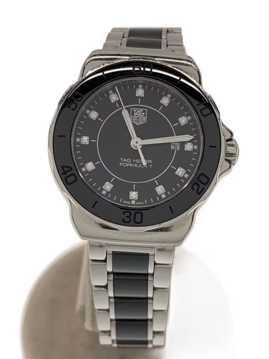 TAGHeuer Quartz Watch Analog Stainless BLK SLV SS WAH1314