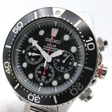 SEIKO V175 0AD0 Prospex Solar Chronograph Wristwatch Timepiece Silver Tone