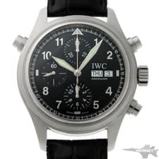 IWC Spitfire Double Chronograph IW371333 Automatic Black Dial Leather Men's
