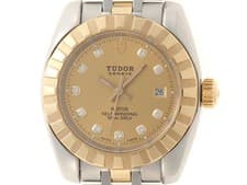 TUDOR WATCH CLASSIC DATE 22013 AUTOMATIC DATE CHAMPAGNE 10P DIAMOND DIAL WOMEN'S
