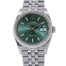 ROLEX Datejust 36mm Stainless Steel 18K White Gold Mint Green Dial 126234