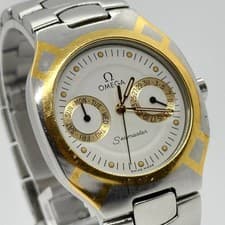 OMEGA Watch Polaris Seamaster Yellow Gold SS White Dial Quartz Day-Date Men's