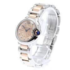 CARTIER BALLON BLEU SM WE902052 28mm K18PG/SS Orange Dial Quartz #C121