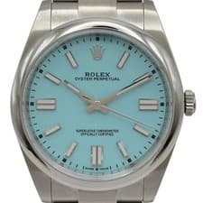 ROLEX OYSTER PERPETUAL 41 124300 TURQUOISE Blue Stainless Steel Mens #OK069
