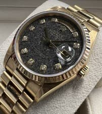 VINTAGE ROLEX DAY-DATE PRESIDENT 18238 18K FOSSIL SLATE AMMONITE DIAMOND DIAL